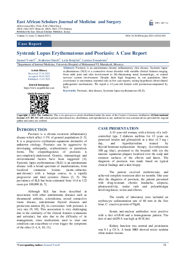 (PDF) Systemic Lupus Erythematosus and Psoriasis: A Case Report