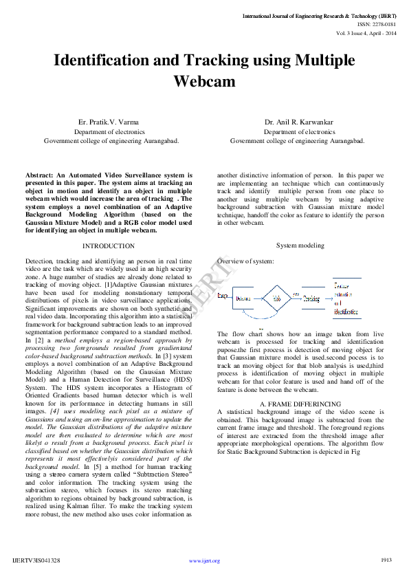 (PDF) Identification and Tracking using Multiple Webcam