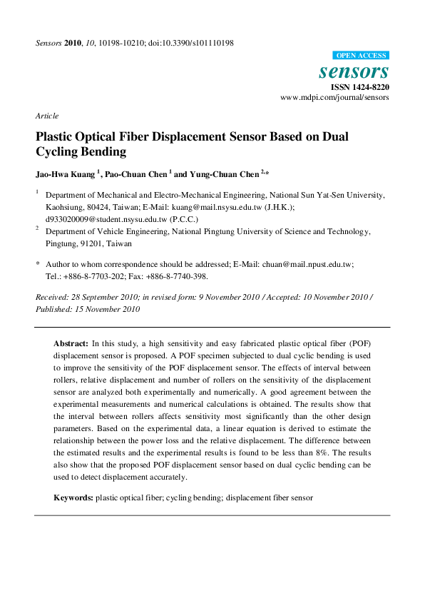 (PDF) Plastic Optical Fiber Displacement Sensor Based on Dual Cycling ...