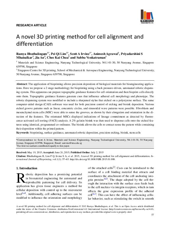 (PDF) A novel 3D printing method for cell alignment and differentiation