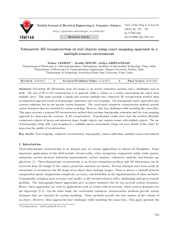 (PDF) Volumetric 3D reconstruction of real objects using voxel mapping ...
