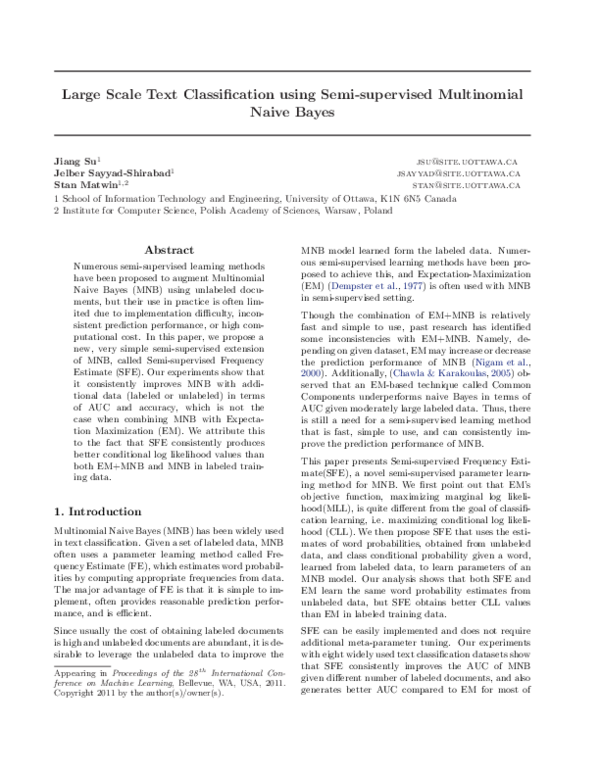 (PDF) Large scale text classification using semi-supervised multinomial ...