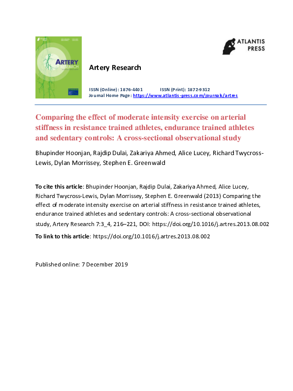 (PDF) Comparing the effect of moderate intensity exercise on arterial ...