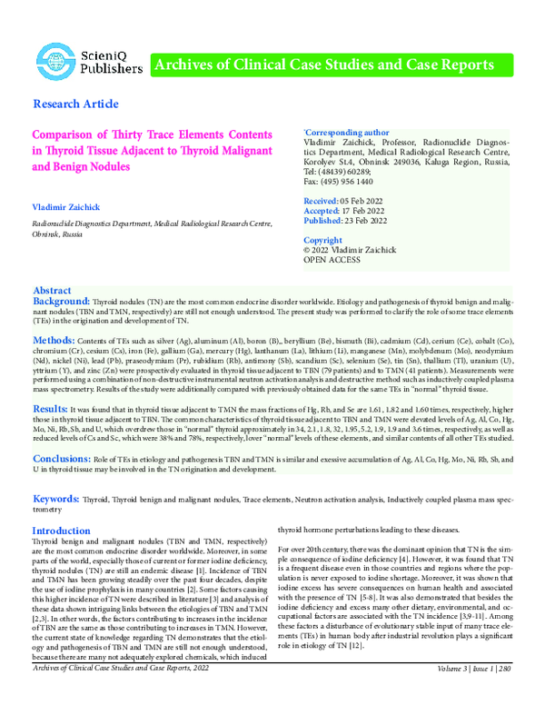 (PDF) Comparison of Thirty Trace Elements Contents in Thyroid Tissue ...
