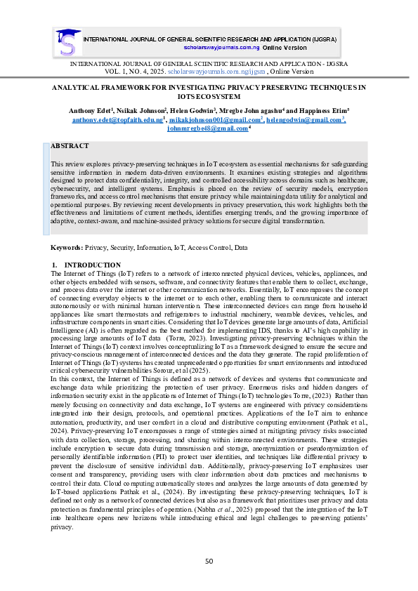 (PDF) ANALYTICAL FRAMEWORK FOR INVESTIGATING PRIVACY PRESERVING ...