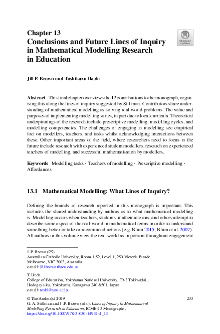 (PDF) Conclusions and Future Lines of Inquiry in Mathematical Modelling ...