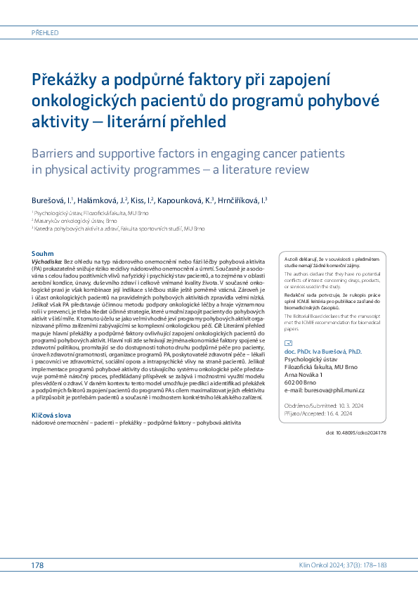 (PDF) Barriers and supportive factors in engaging cancer patients in ...
