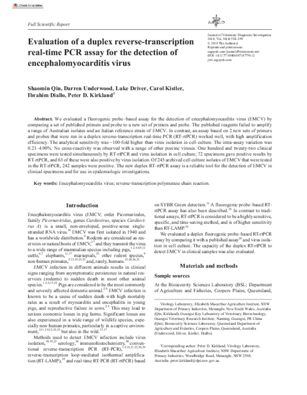 (PDF) Evaluation of a duplex reverse-transcription real-time PCR assay ...
