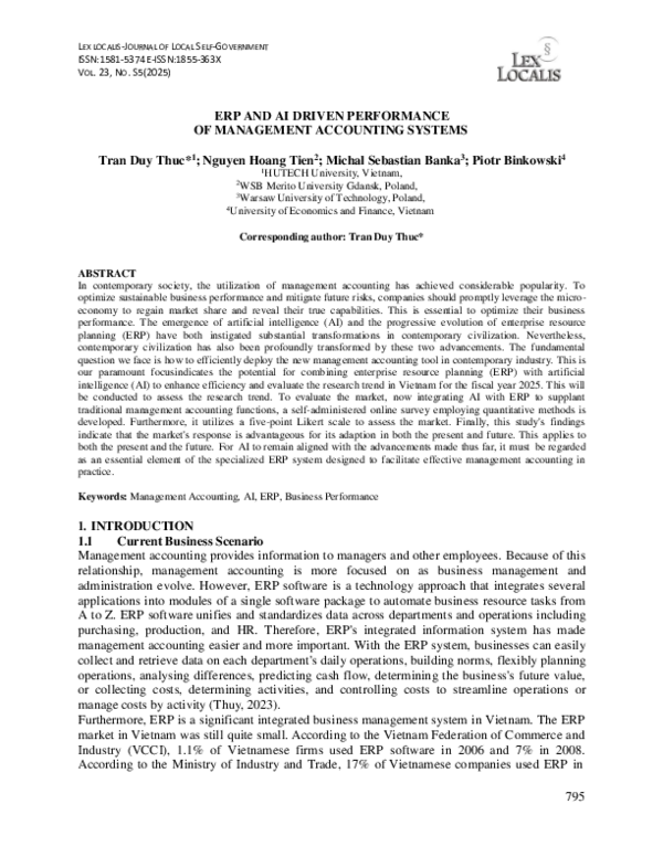 (PDF) ERP AND AI DRIVEN PERFORMANCE OF MANAGEMENT ACCOUNTING SYSTEMS