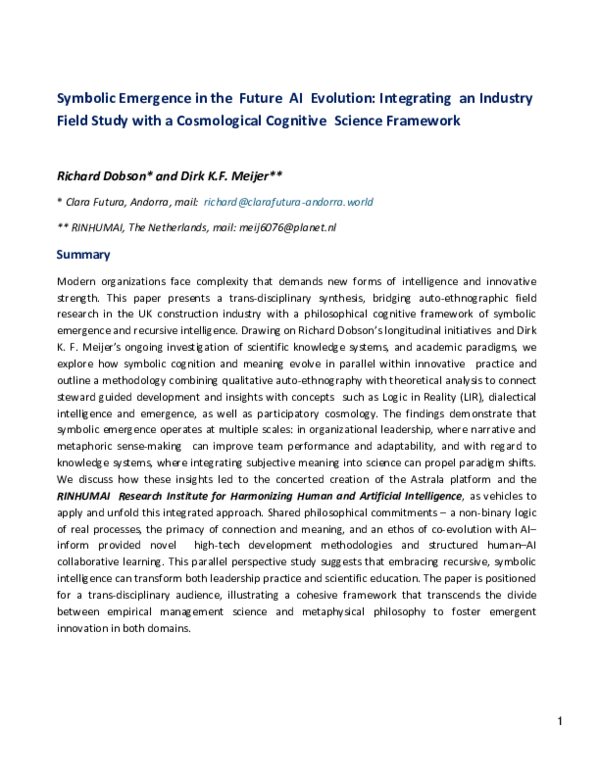 (PDF) Symbolic Emergence in the Future AI Evolution: Integrating an ...