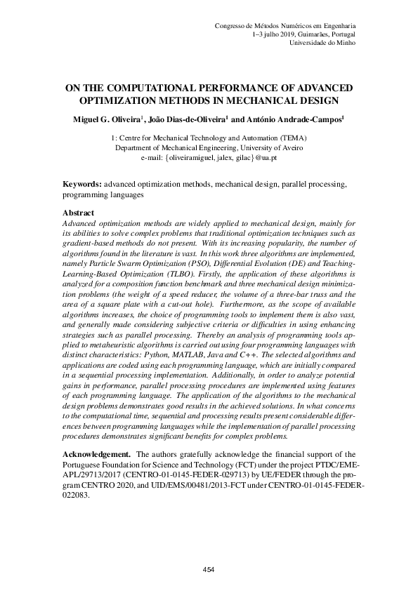 (PDF) On the computational performance of advanced optimization methods ...