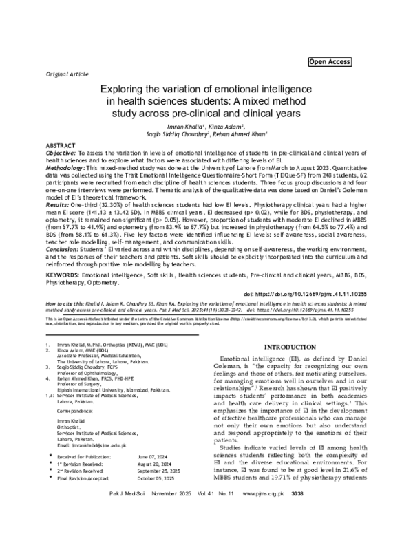 (PDF) Exploring the variation of emotional intelligence in health ...