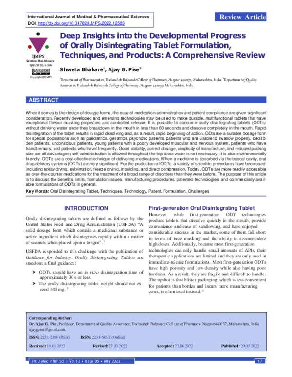 (PDF) Deep Insights into the Developmental Progress of Orally ...