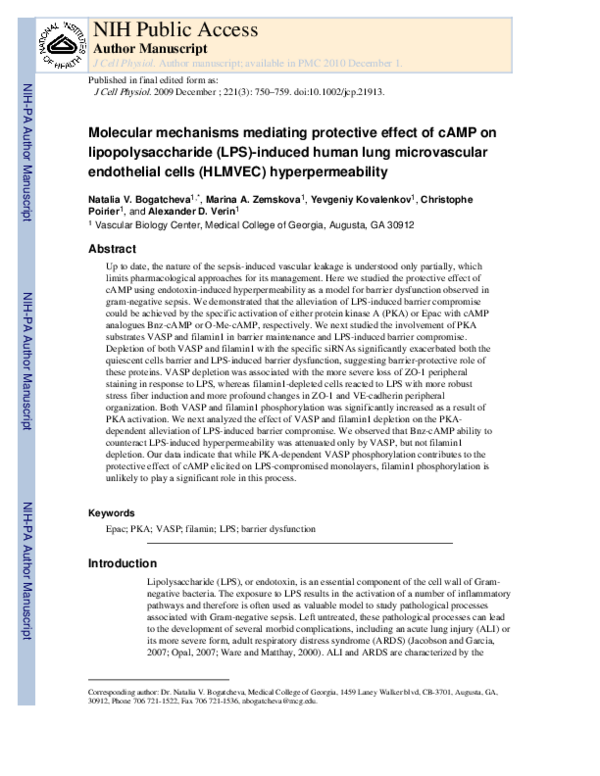 (PDF) Molecular mechanisms mediating protective effect of cAMP on ...