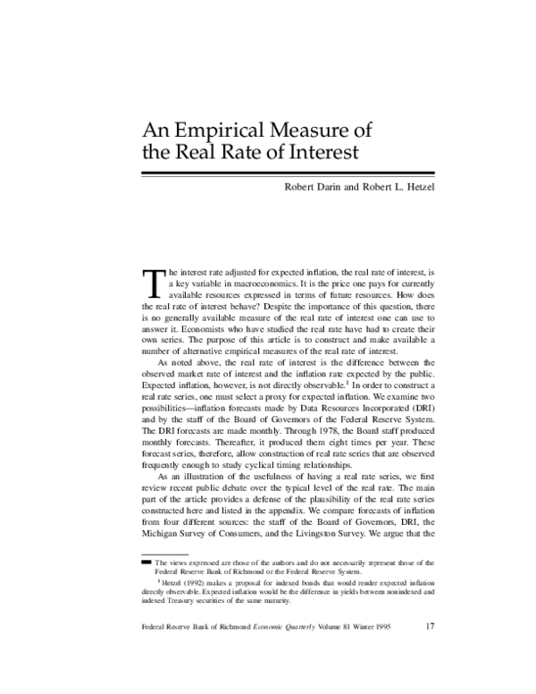 (PDF) An empirical measure of the real rate of interest