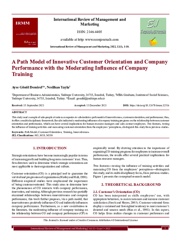 (PDF) A Path Model of Innovative Customer Orientation and Company ...