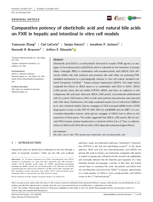 (PDF) Comparative potency of obeticholic acid and natural bile acids on ...