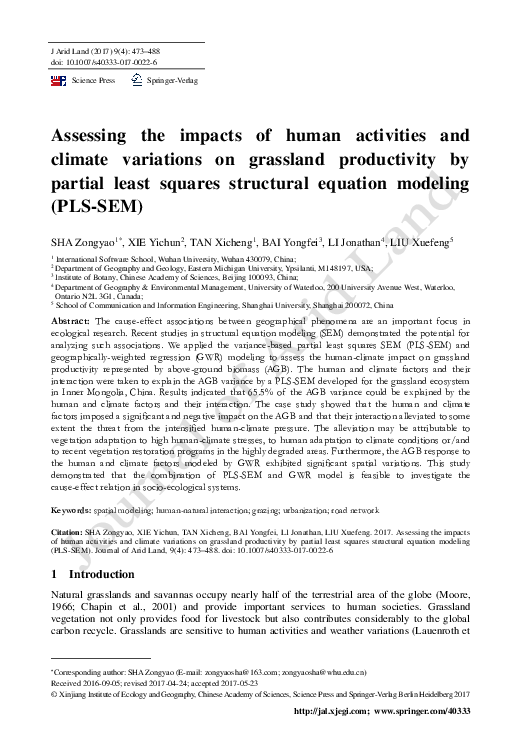 (PDF) Assessing the impacts of human activities and climate variations ...