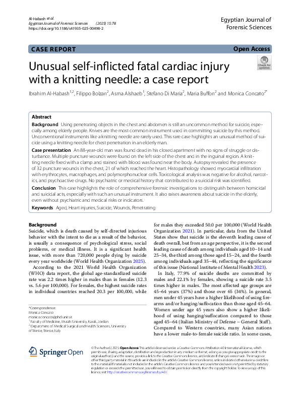 (PDF) Unusual self-inflicted fatal cardiac injury with a knitting ...