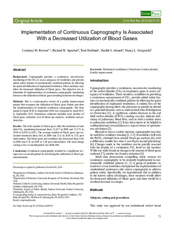 (PDF) Implementation of Continuous Capnography Is Associated With a ...