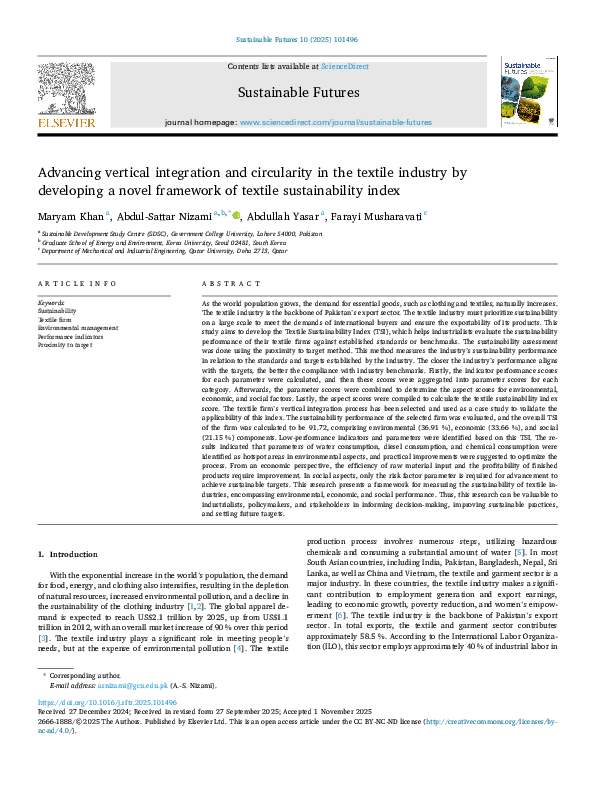 (PDF) Advancing vertical integration and circularity in the textile ...