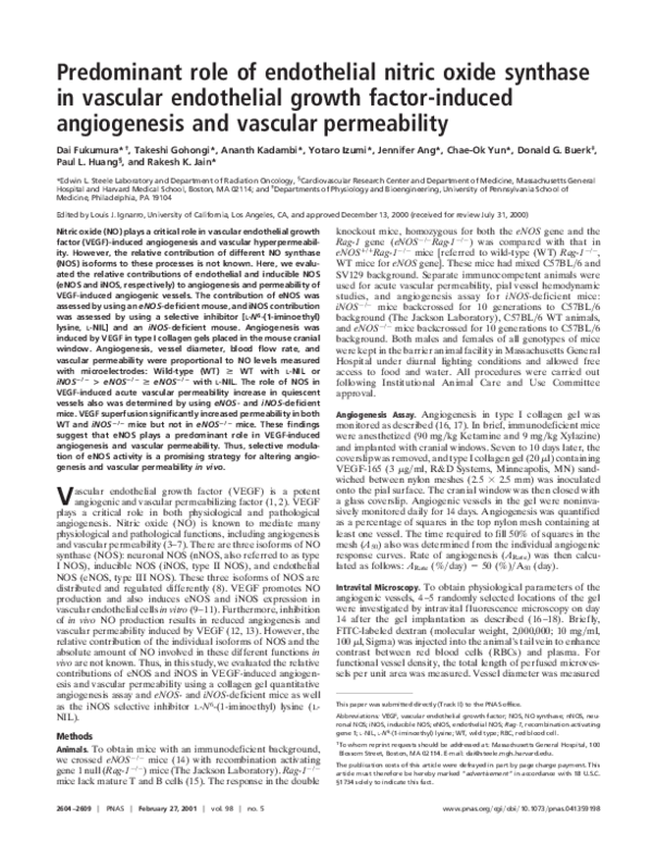 (PDF) Predominant role of endothelial nitric oxide synthase in vascular ...