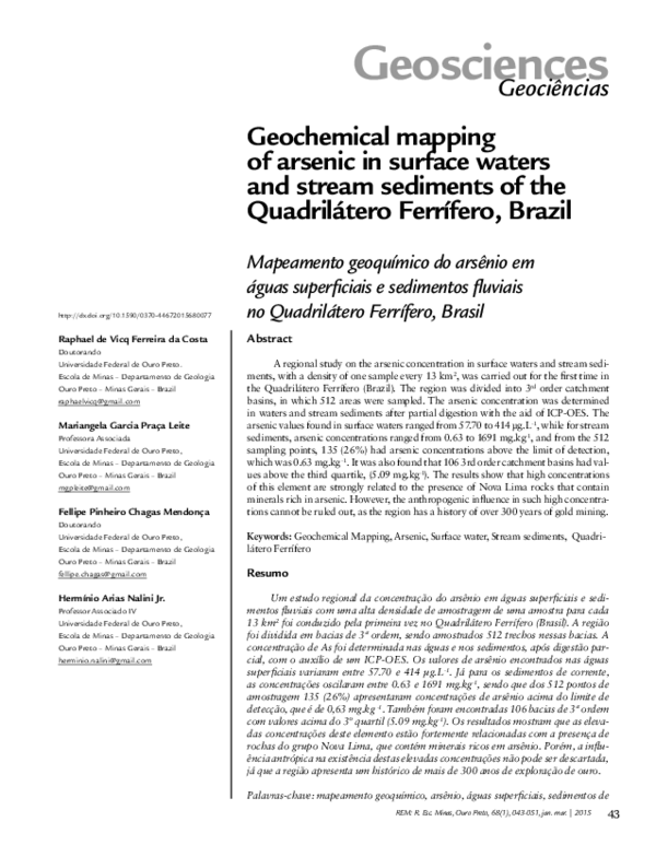 (PDF) Geochemical mapping of arsenic in surface waters and stream ...