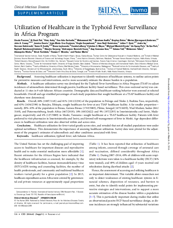 (PDF) Utilization of Healthcare in the Typhoid Fever Surveillance in ...