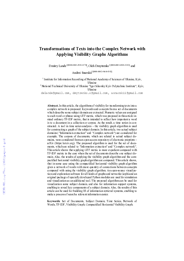 (PDF) Transformations of Texts into the Complex Network with Applying ...