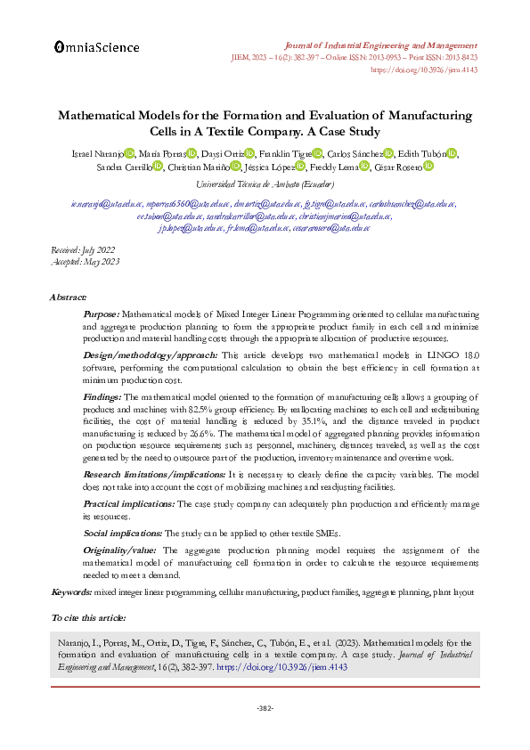 (PDF) Mathematical models for the formation and evaluation of ...