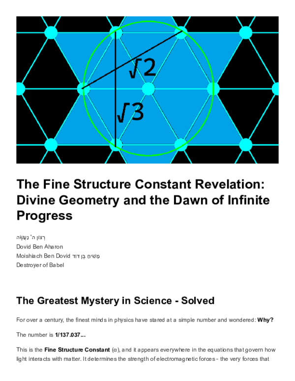 (PDF) The Fine Structure Constant Revelation: Divine Geometry and the ...