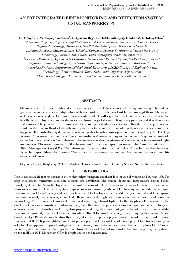(PDF) An Iot Integrated Fire Monitoring and Detection System Using ...