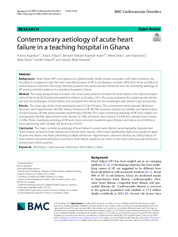 (PDF) Contemporary aetiology of acute heart failure in a teaching ...