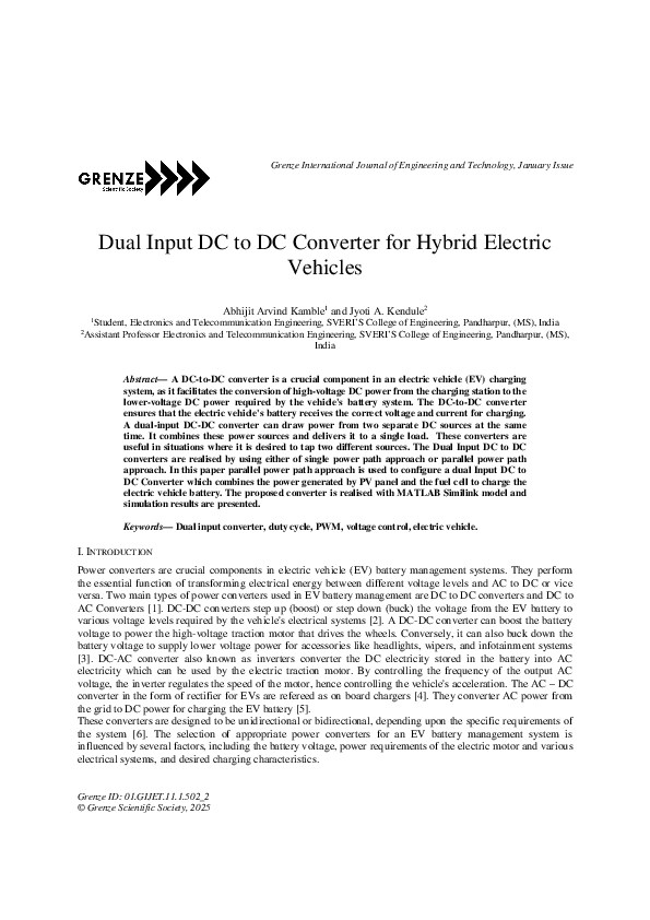 (PDF) Dual Input DC to DC Converter for Hybrid Electric Vehicles