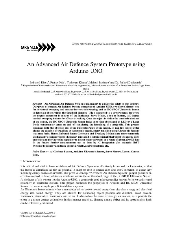 (PDF) An Advanced Air Defence System Prototype using Arduino UNO
