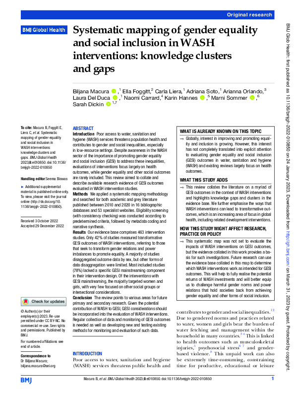 (PDF) Systematic mapping of gender equality and social inclusion in ...