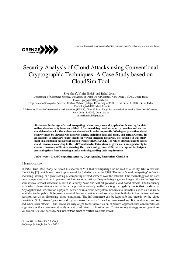 (PDF) Security Analysis of Cloud Attacks using Conventional ...