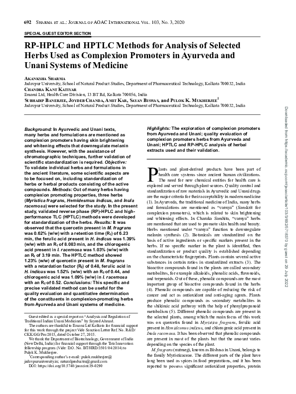 (PDF) RP-HPLC and HPTLC Methods for Analysis of Selected Herbs Used as ...