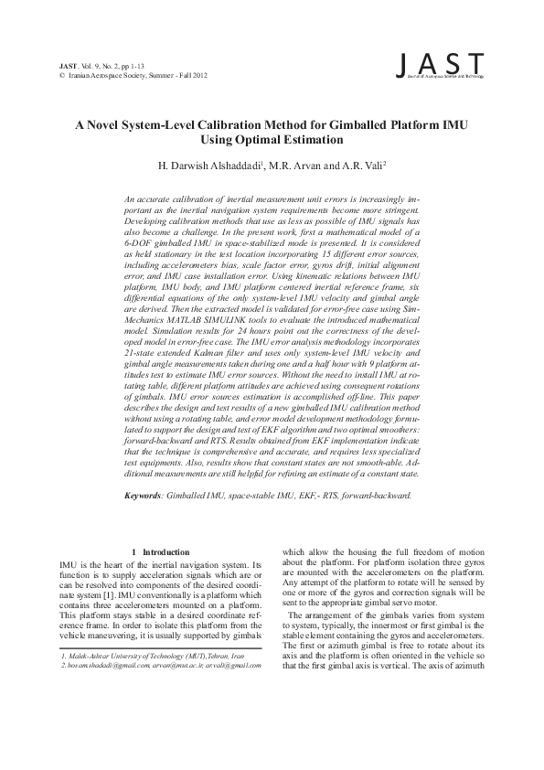 (PDF) A Novel System-Level Calibration Method for Gimballed Platform ...