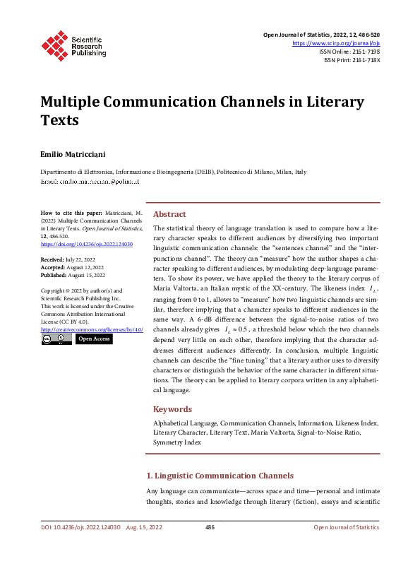 (PDF) Multiple Communication Channels in Literary Texts