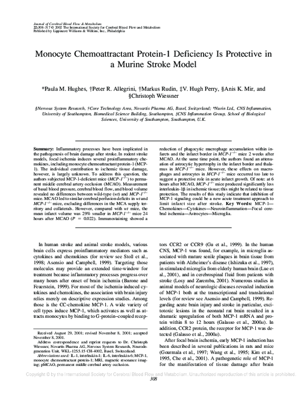 (PDF) Monocyte Chemoattractant Protein-1 Deficiency is Protective in a ...