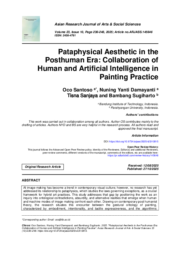 (PDF) Pataphysical Aesthetic in the Posthuman Era: Collaboration of ...