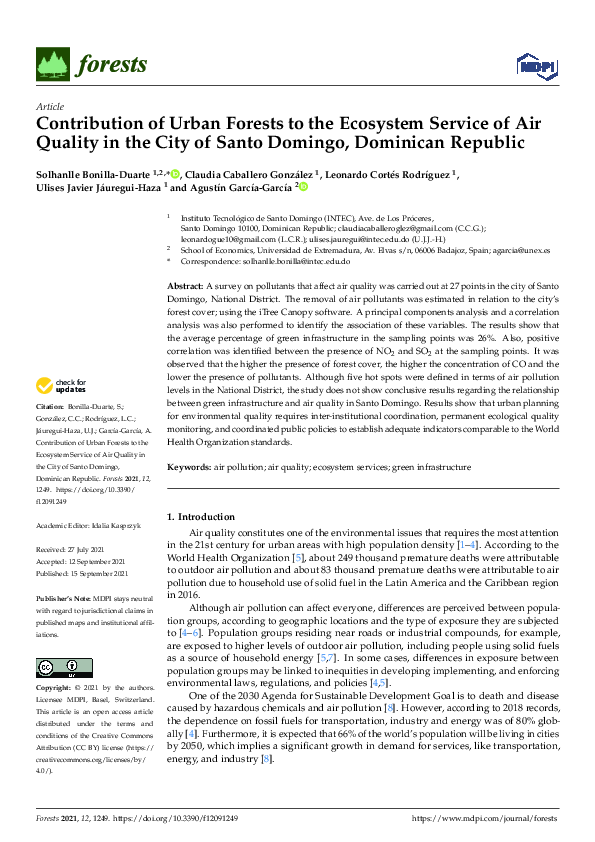 (PDF) Contribution of Urban Forests to the Ecosystem Service of Air ...
