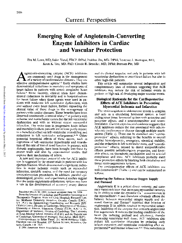 (PDF) Emerging role of angiotensin-converting enzyme inhibitors in ...