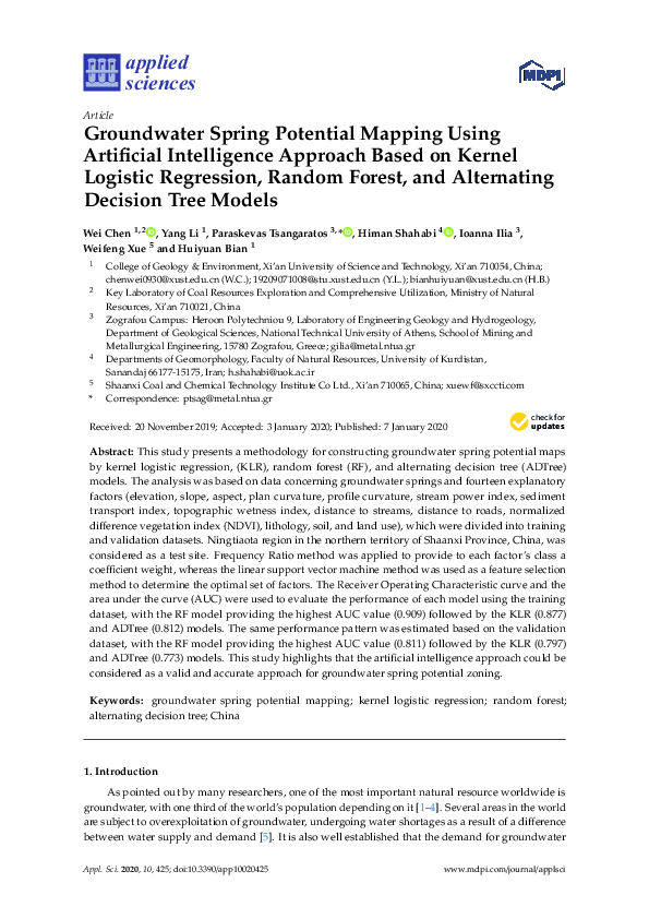 (PDF) Groundwater Spring Potential Mapping Using Artificial ...