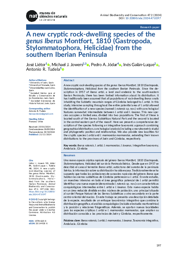 (PDF) A new cryptic rock-dwelling species of the genus Iberus Montfort ...