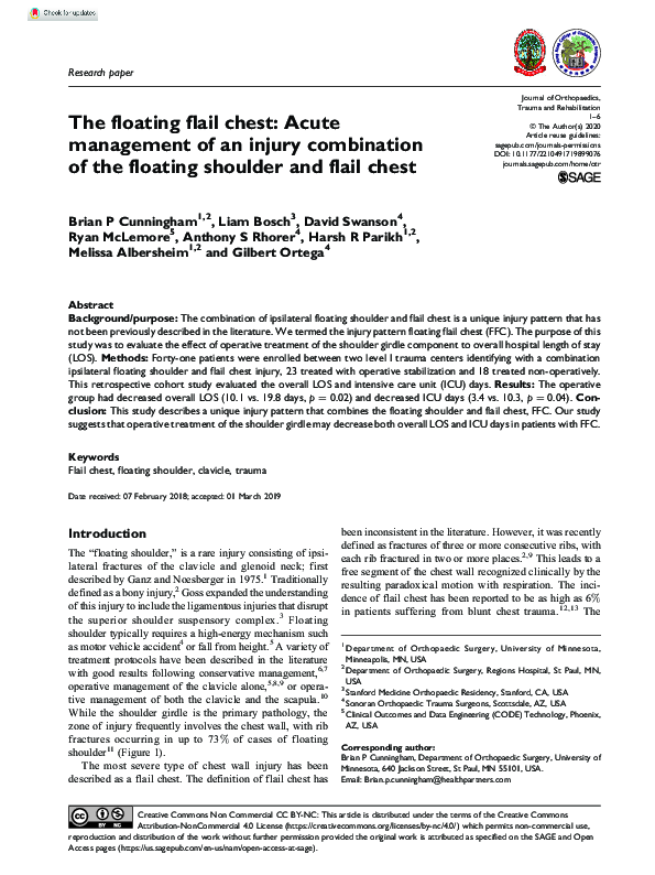 (PDF) The floating flail chest: Acute management of an injury ...