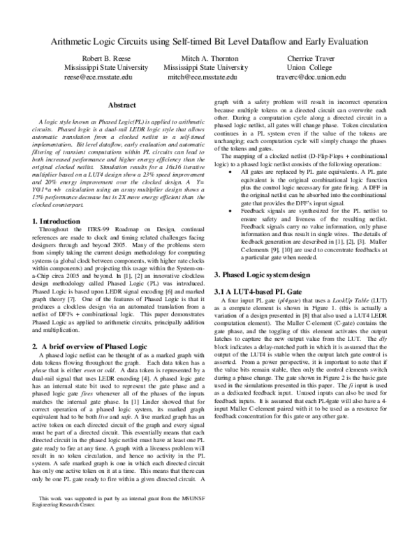 (PDF) Arithmetic logic circuits using self-timed bit level dataflow and ...