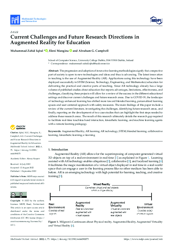 (PDF) Current Challenges and Future Research Directions in Augmented ...