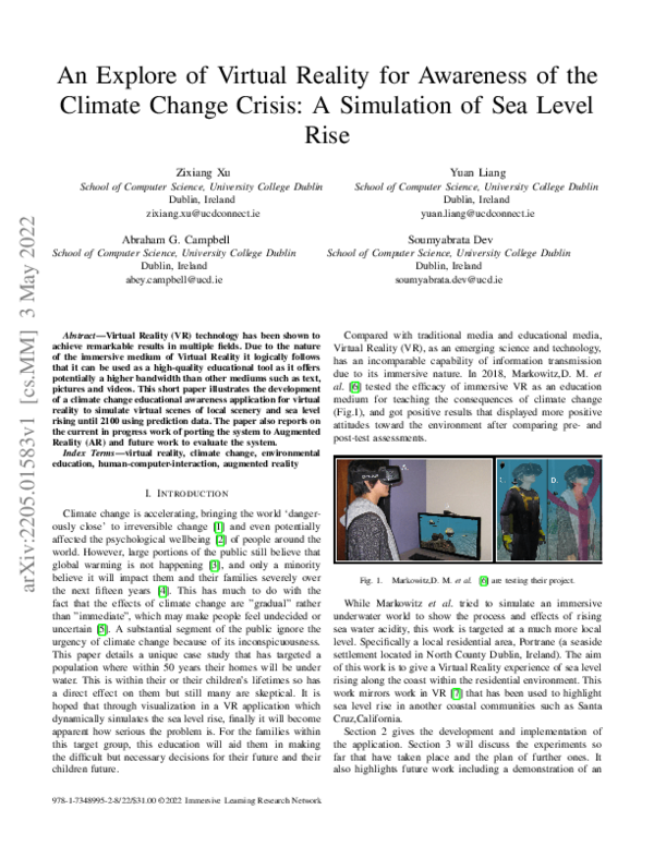 (PDF) An Explore of Virtual Reality for Awareness of the Climate Change ...